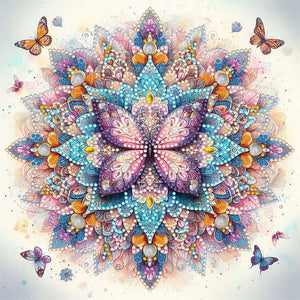 Mandala Butterfly 30*30CM(Canvas) Partial Special Shaped Drill Diamond Painting