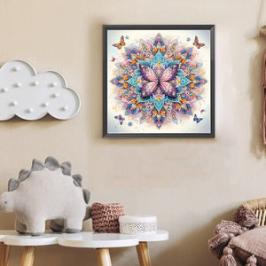 Mandala Butterfly 30*30CM(Canvas) Partial Special Shaped Drill Diamond Painting