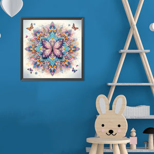 Mandala Butterfly 30*30CM(Canvas) Partial Special Shaped Drill Diamond Painting