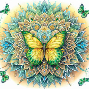 Mandala Butterfly 30*30CM(Canvas) Partial Special Shaped Drill Diamond Painting