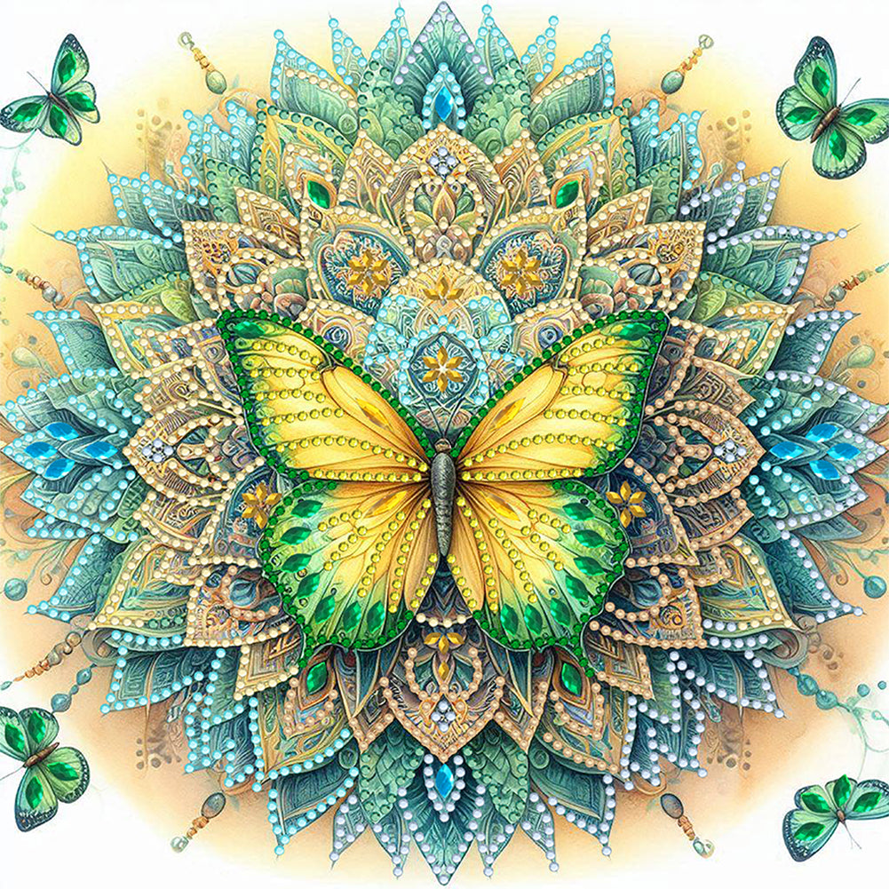 Mandala Butterfly 30*30CM(Canvas) Partial Special Shaped Drill Diamond Painting