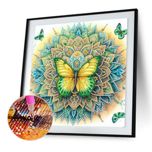 Mandala Butterfly 30*30CM(Canvas) Partial Special Shaped Drill Diamond Painting