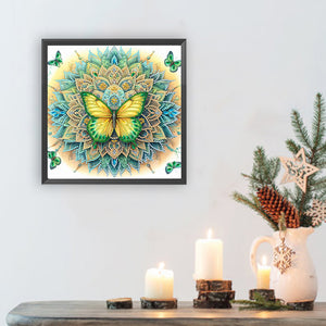 Mandala Butterfly 30*30CM(Canvas) Partial Special Shaped Drill Diamond Painting