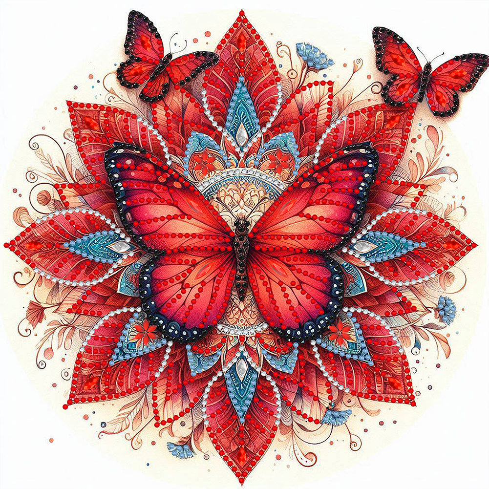Mandala Butterfly 30*30CM(Canvas) Partial Special Shaped Drill Diamond Painting