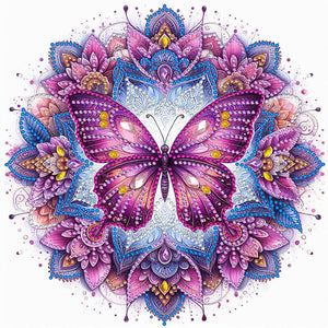 Mandala Butterfly 30*30CM(Canvas) Partial Special Shaped Drill Diamond Painting