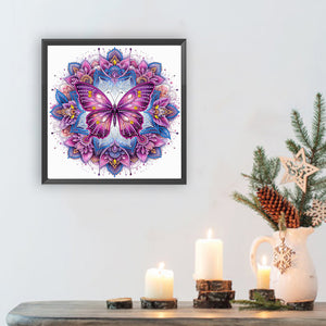 Mandala Butterfly 30*30CM(Canvas) Partial Special Shaped Drill Diamond Painting