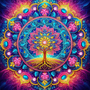 Mandala Tree Of Life 30*30CM(Canvas) Partial Special Shaped Drill Diamond Painting