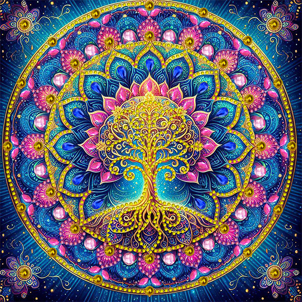Mandala Tree Of Life 30*30CM(Canvas) Partial Special Shaped Drill Diamond Painting