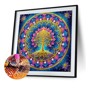 Mandala Tree Of Life 30*30CM(Canvas) Partial Special Shaped Drill Diamond Painting