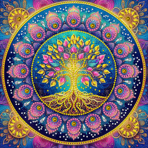 Mandala Tree Of Life 30*30CM(Canvas) Partial Special Shaped Drill Diamond Painting