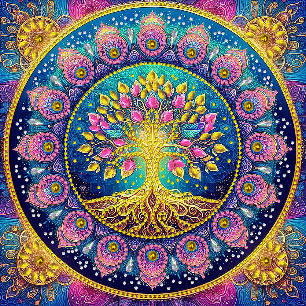 Mandala Tree Of Life 30*30CM(Canvas) Partial Special Shaped Drill Diamond Painting