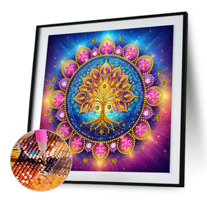 Mandala Tree Of Life 30*30CM(Canvas) Partial Special Shaped Drill Diamond Painting