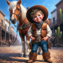 Load image into Gallery viewer, Cowboy And Horse 40*40CM(Canvas) Full Round Drill Diamond Painting
