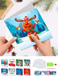 8pcs DIY Diamond Art Greeting Cards Xmas Theme Congratulations Cards & Gifts