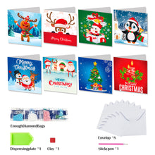 Load image into Gallery viewer, 8pcs DIY Diamond Art Greeting Cards Xmas Theme Congratulations Cards &amp; Gifts
