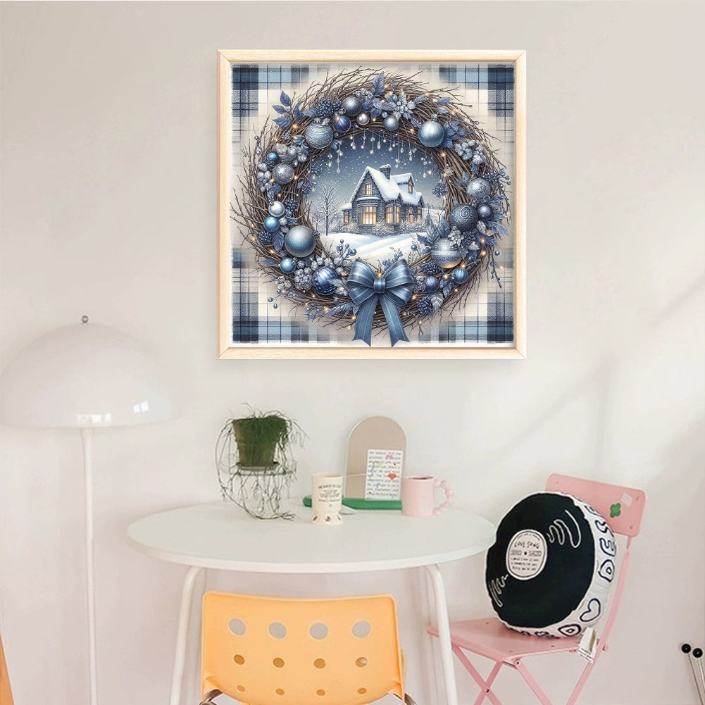 Christmas Wreath Scenery - Full 11CT Counted Cross Stitch 40x40CM - Yishu