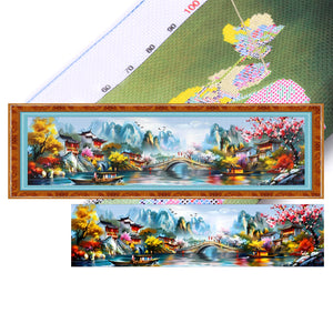 Jiangnan Ancient Charms Reminiscent Of Jiangnan - 176*49CM 11CT Stamped Cross Stitch(Mona Lisa Brand)