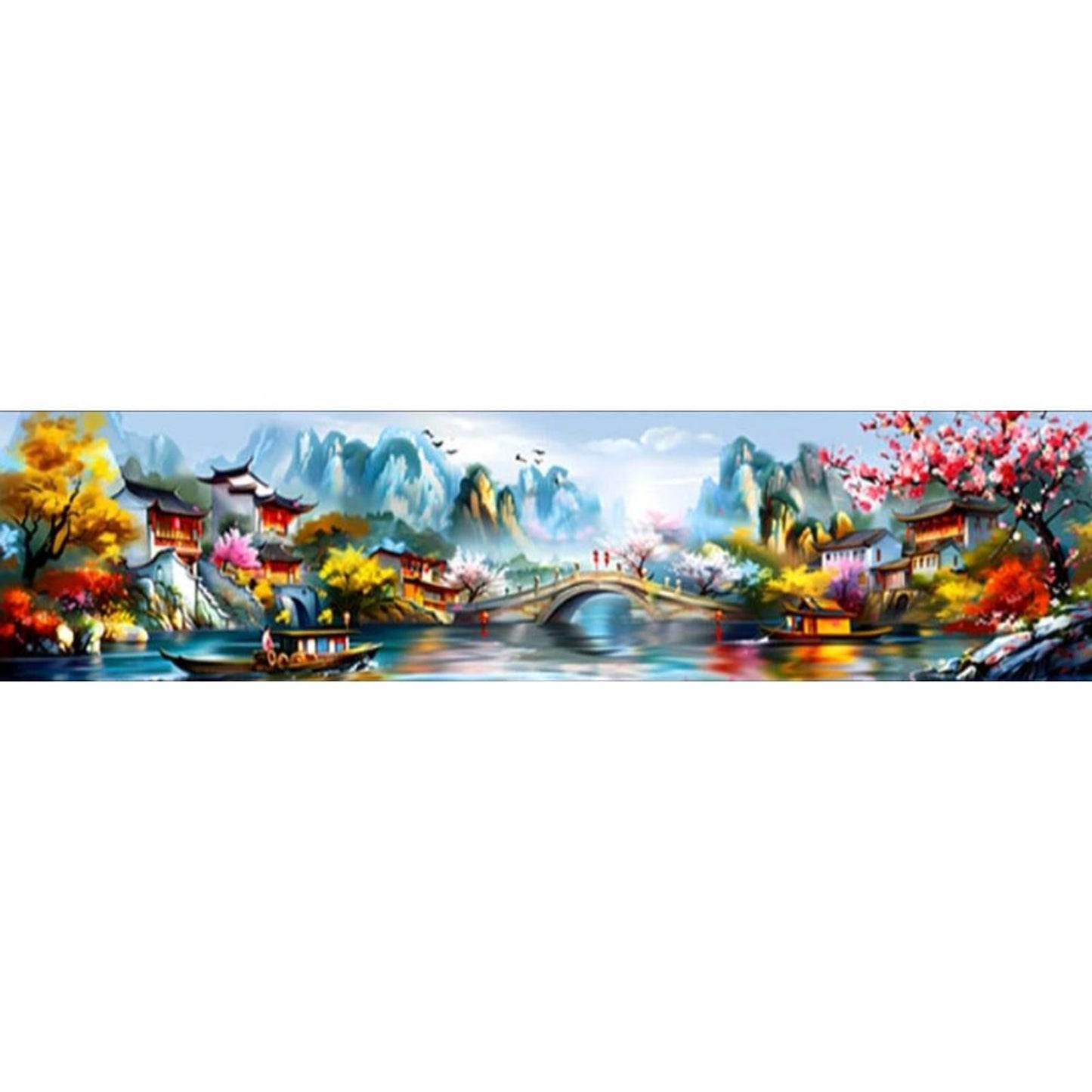 Recall Jiangnan Ancient Charm - Full 11CT Stamped Cross Stitch 206x49CM - Mona Lisa