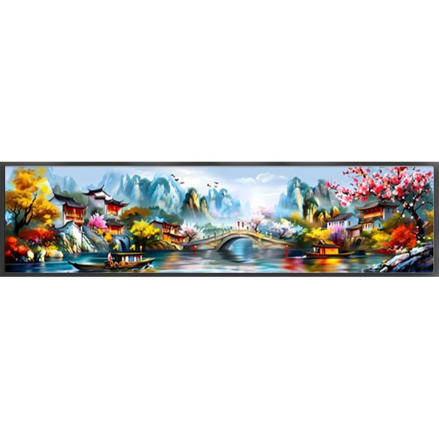 Recall Jiangnan Ancient Charm - Full 11CT Stamped Cross Stitch 206x49CM - Mona Lisa