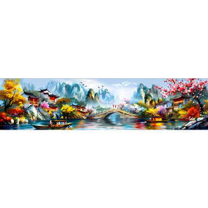 Jiangnan Ancient Charms Reminiscent Of Jiangnan - 176*49CM 11CT Stamped Cross Stitch(Mona Lisa Brand)