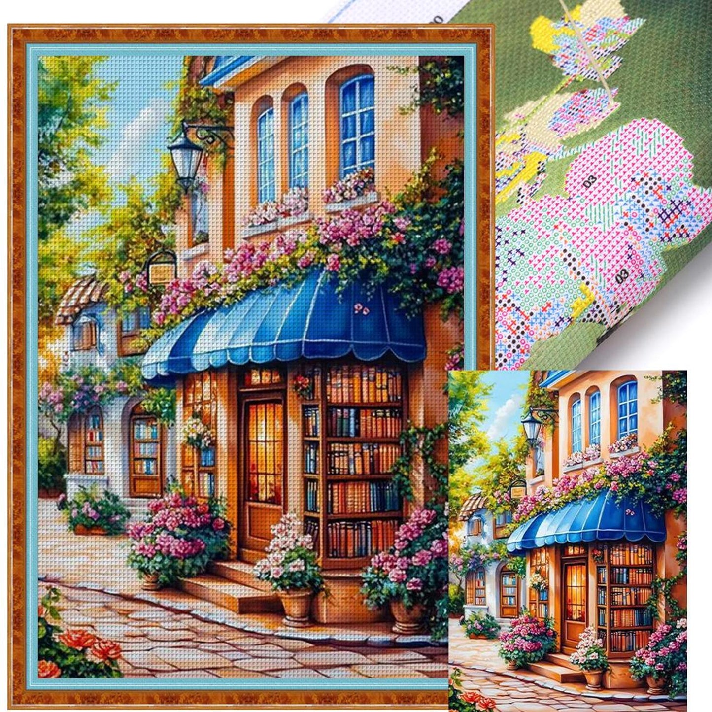 Street Corner Cafe - Full 11CT Stamped Cross Stitch 70x50CM - Mona Lisa