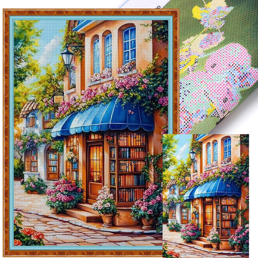 Street Corner Cafe - Full 11CT Stamped Cross Stitch 70x50CM - Mona Lisa