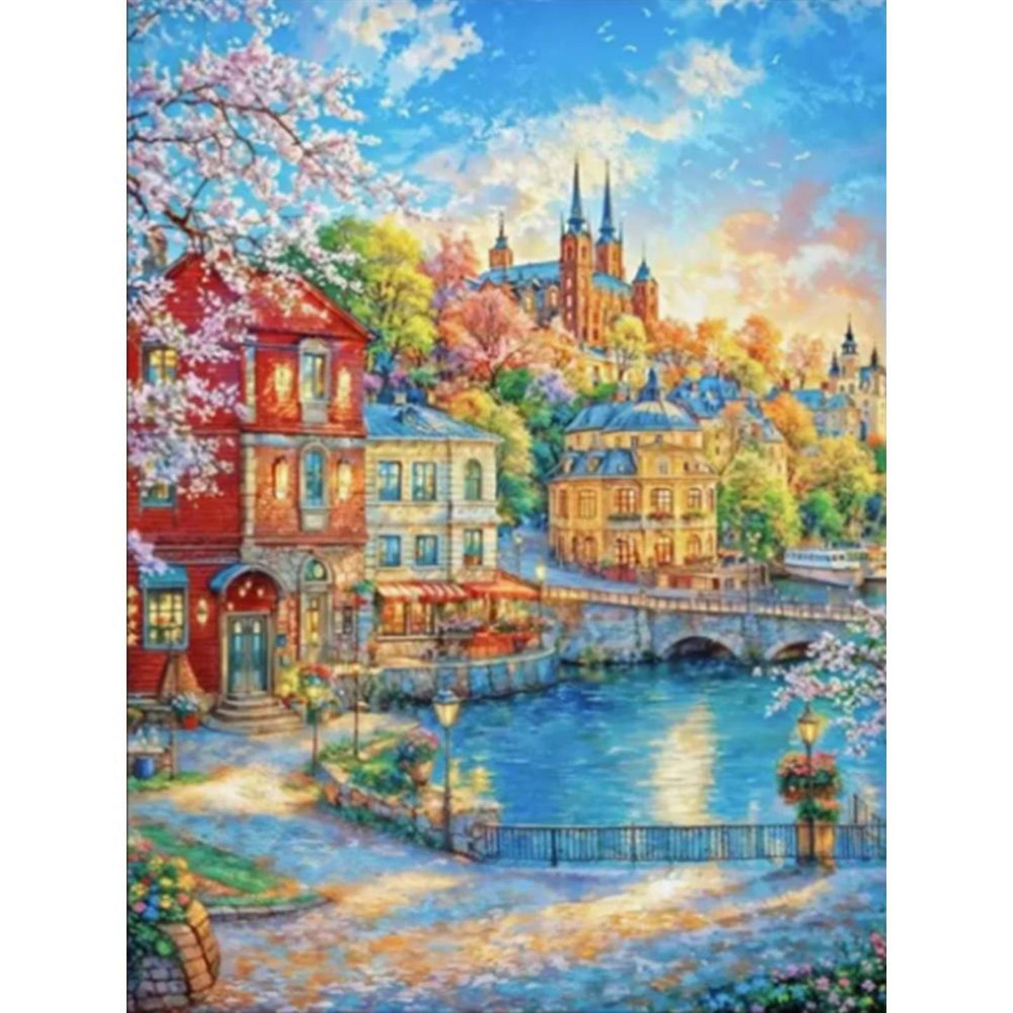 Nordic Town - Full 9CT Stamped Cross Stitch 75x95CM - Mona Lisa(49Colors)