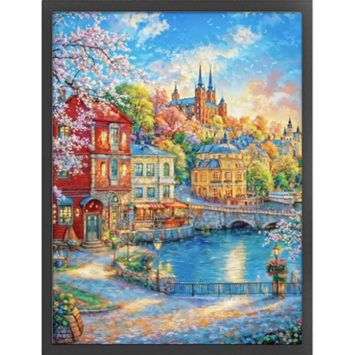 Nordic Town - Full 9CT Stamped Cross Stitch 75x95CM - Mona Lisa(49Colors)