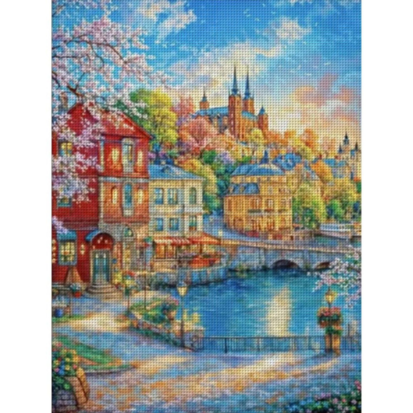 Nordic Town - Full 9CT Stamped Cross Stitch 75x95CM - Mona Lisa(49Colors)