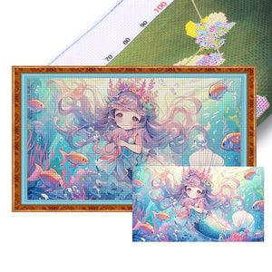 Mermaid And Cute Girl - 90*50CM Stamped Cross Stitch(Mona Lisa Brand)