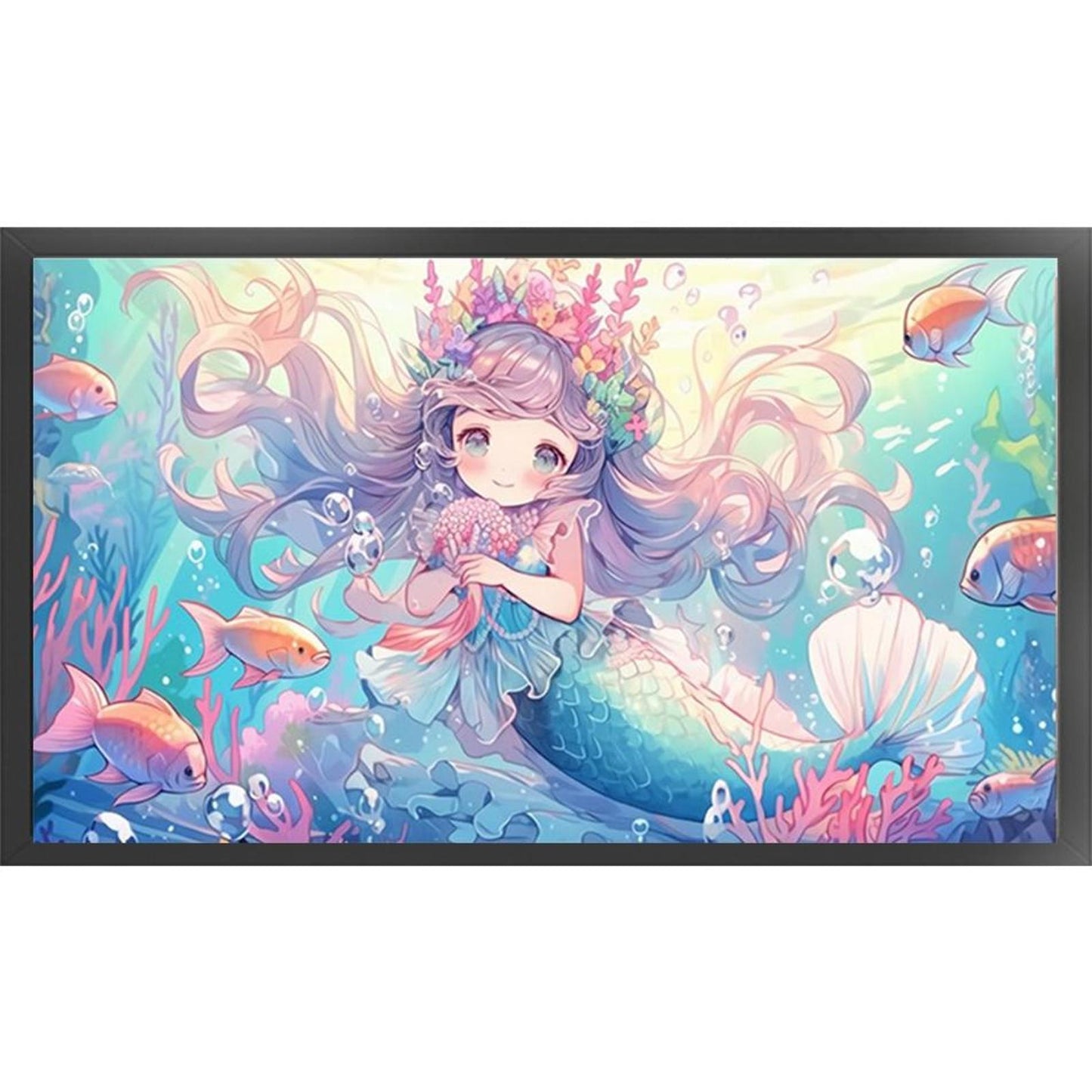 Mermaid And Cute Girl - Full 9CT Stamped Cross Stitch 90x50CM - Mona Lisa