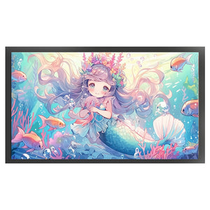 Mermaid And Cute Girl - 90*50CM Stamped Cross Stitch(Mona Lisa Brand)