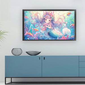 Mermaid And Cute Girl - 90*50CM Stamped Cross Stitch(Mona Lisa Brand)