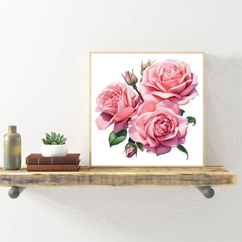Pink Rose Still Life - Partial 11CT Stamped Cross Stitch 5x12.5CM - Huacan