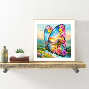 Butterfly Landscape 30*30CM(Canvas) Full Round Drill Diamond Painting