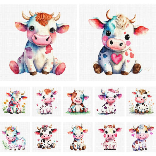 Cow - Partial 11CT Stamped Cross Stitch 5x12.5CM - Huacan