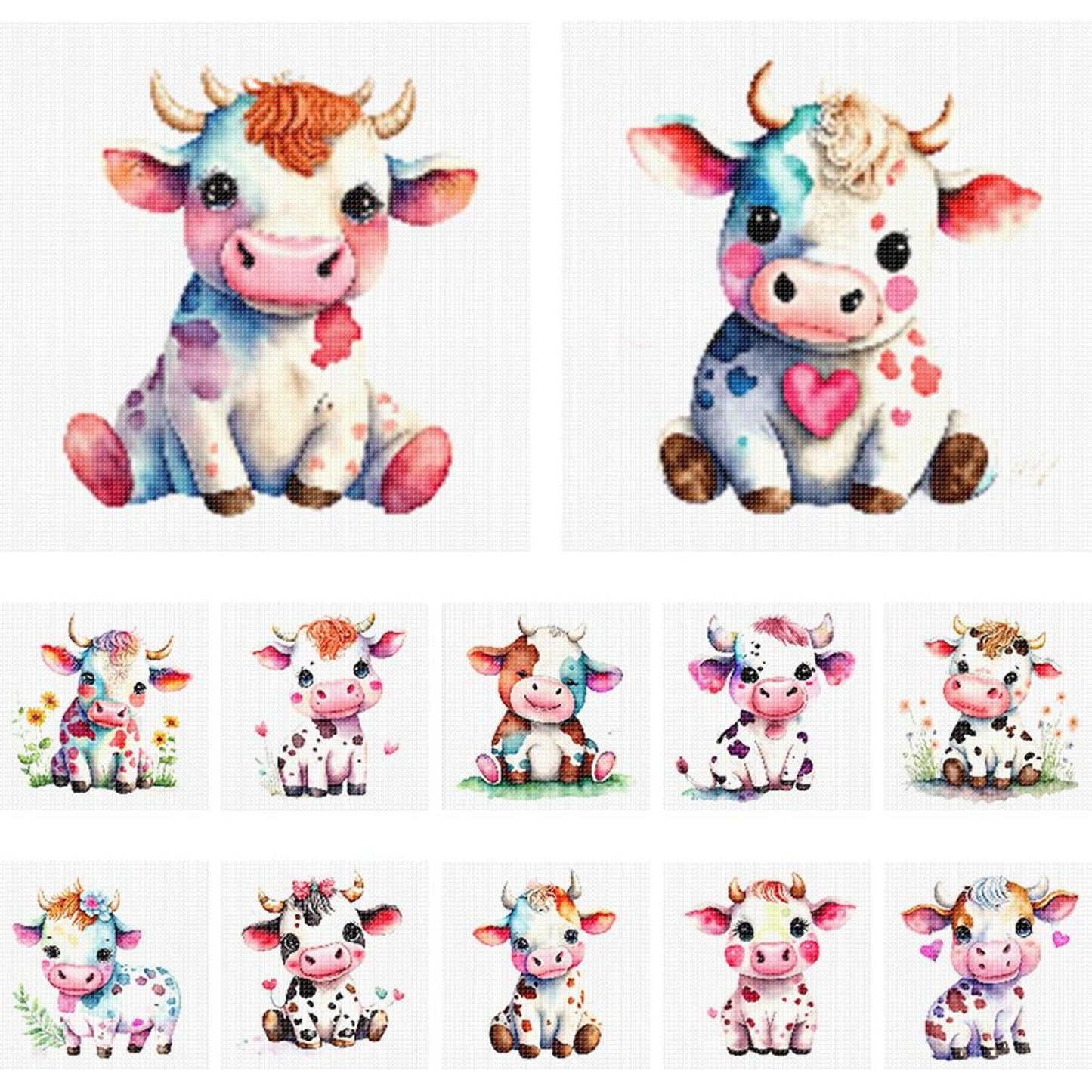 Cow - Partial 11CT Stamped Cross Stitch 5x12.5CM - Huacan