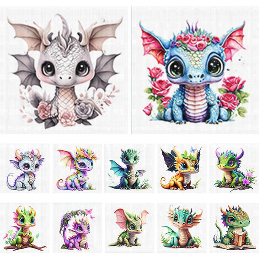 Cute Dragon - Partial 11CT Stamped Cross Stitch 5x12.5CM - Huacan