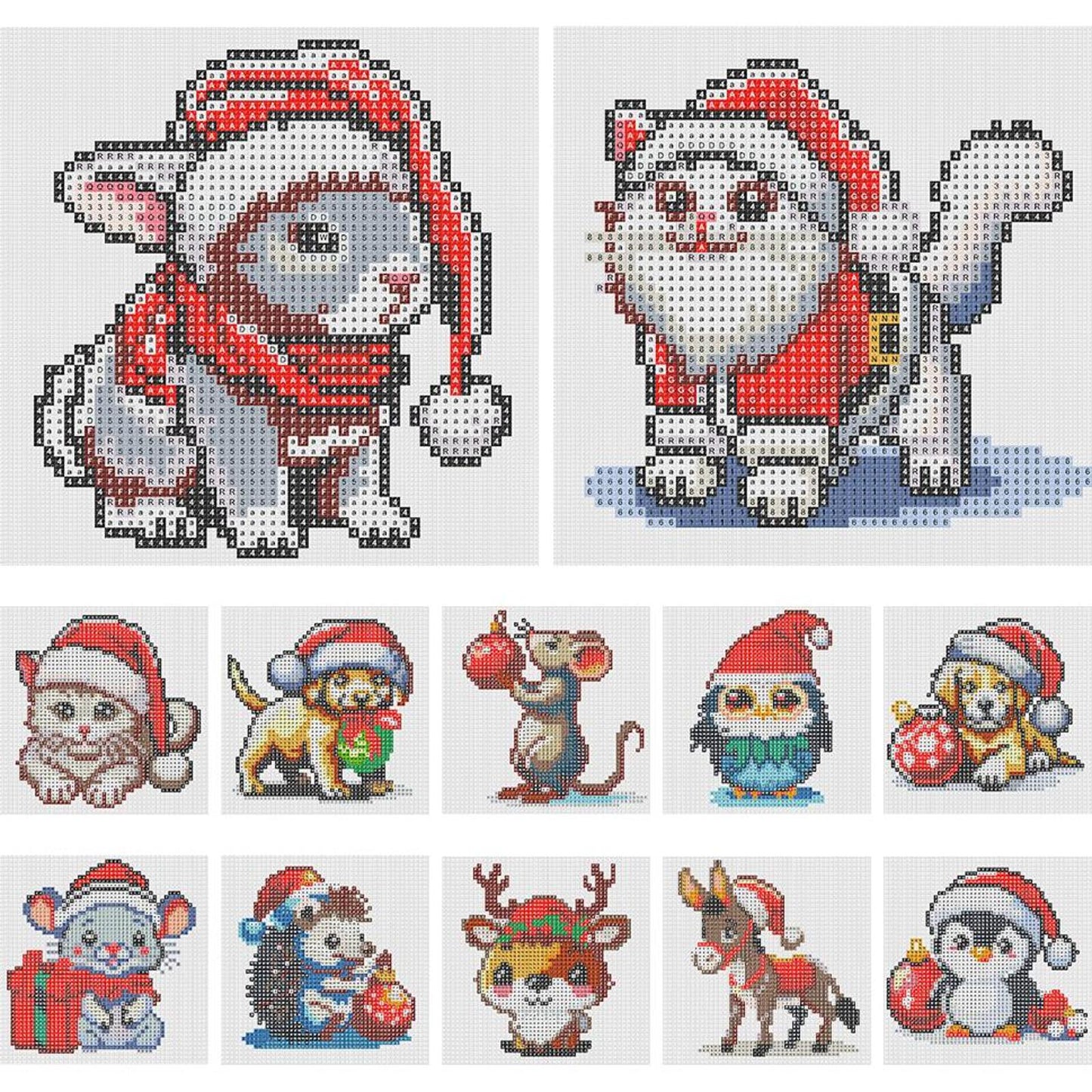 Christmas Animals - Partial 11CT Stamped Cross Stitch 5x12.5CM - Huacan