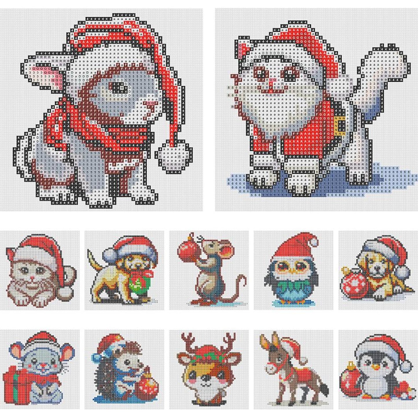 Christmas Animals - Partial 11CT Stamped Cross Stitch 5x12.5CM - Huacan