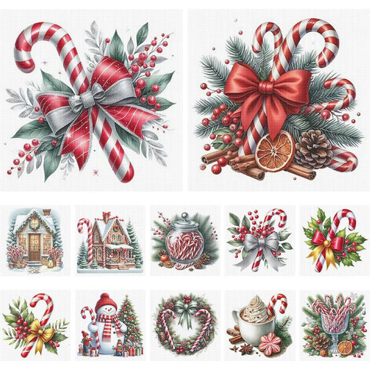 Christmas Candies - Partial 11CT Stamped Cross Stitch 5x12.5CM - Huacan
