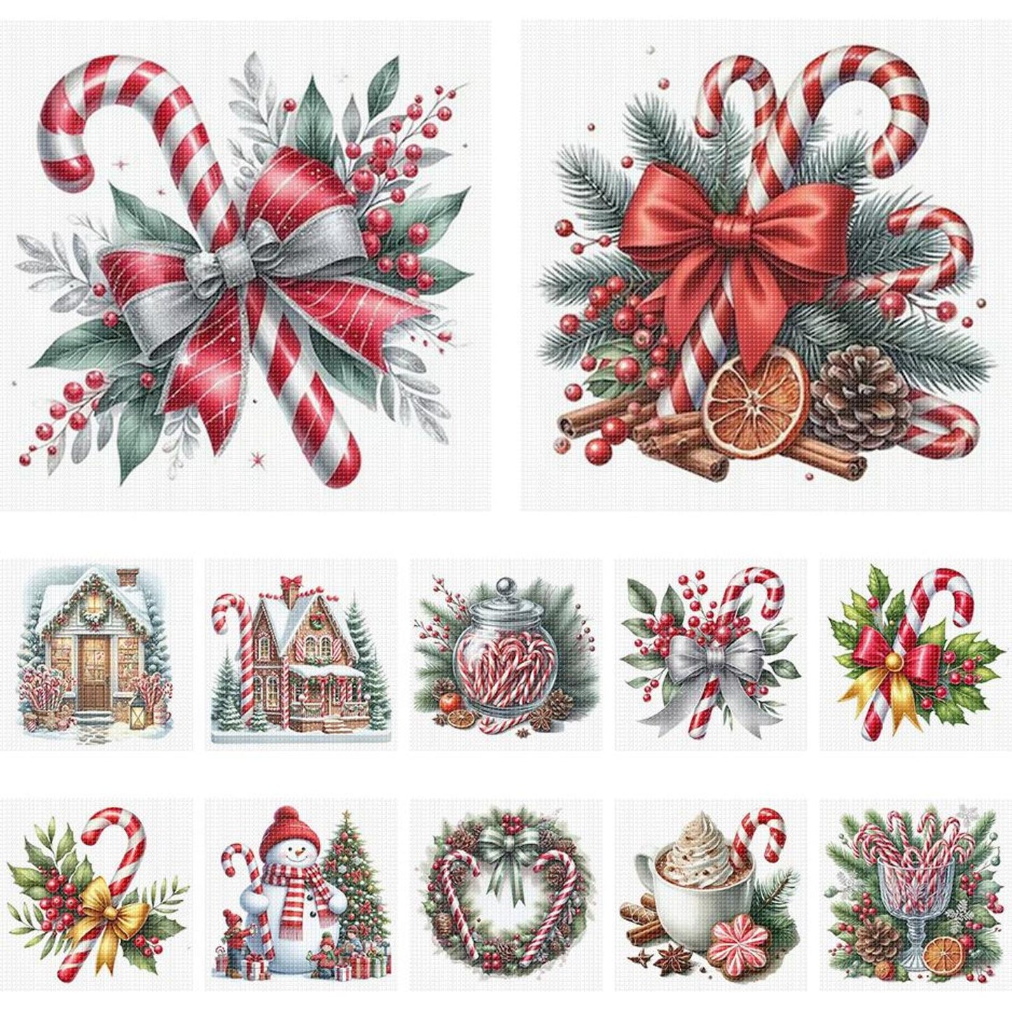 Christmas Candies - Partial 11CT Stamped Cross Stitch 5x12.5CM - Huacan