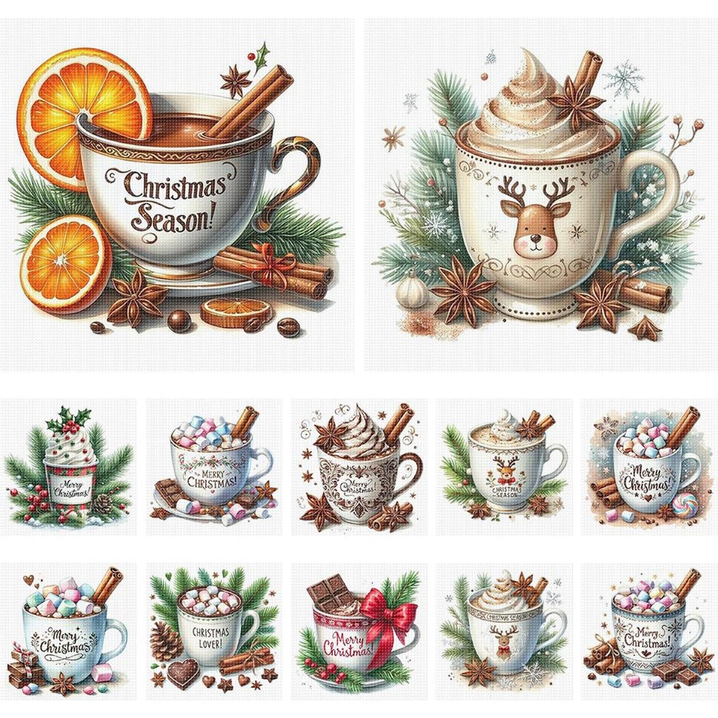 Christmas Drinks - Partial 11CT Stamped Cross Stitch 5x12.5CM - Huacan