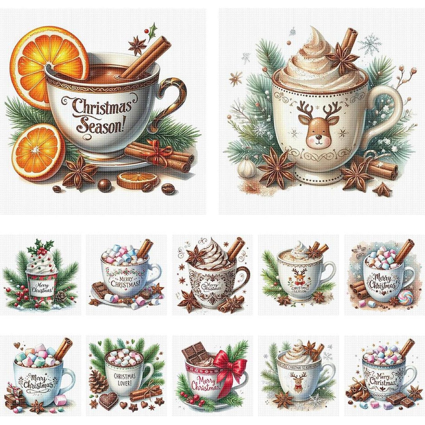 Christmas Drinks - Partial 11CT Stamped Cross Stitch 5x12.5CM - Huacan