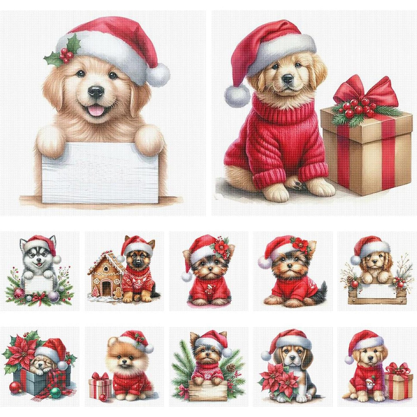 Christmas Puppy - Partial 11CT Stamped Cross Stitch 5x12.5CM - Huacan