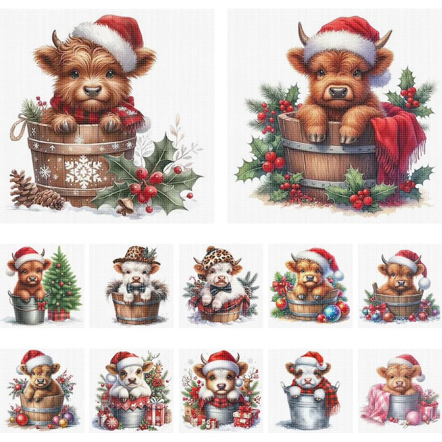 Christmas Yak - Partial 11CT Stamped Cross Stitch 5x12.5CM - Huacan