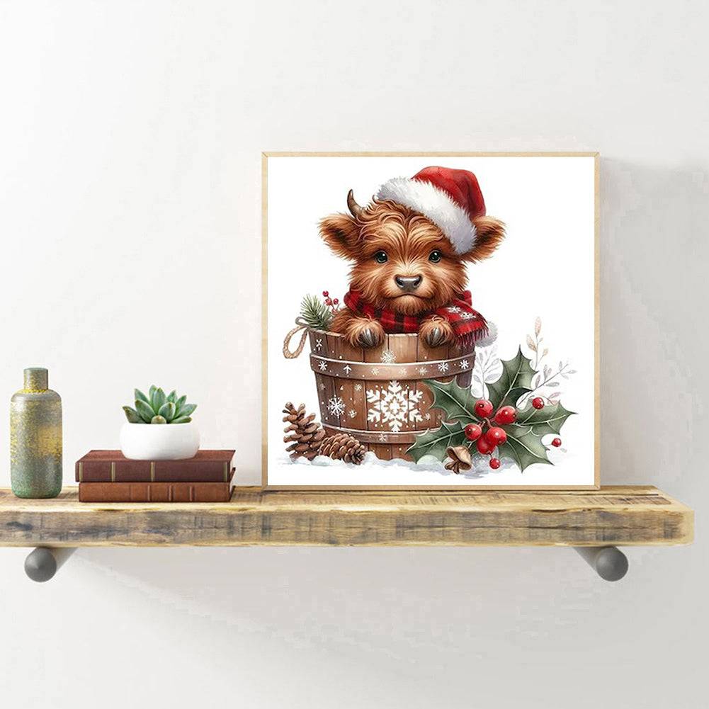Christmas Yak - Partial 11CT Stamped Cross Stitch 5x12.5CM - Huacan