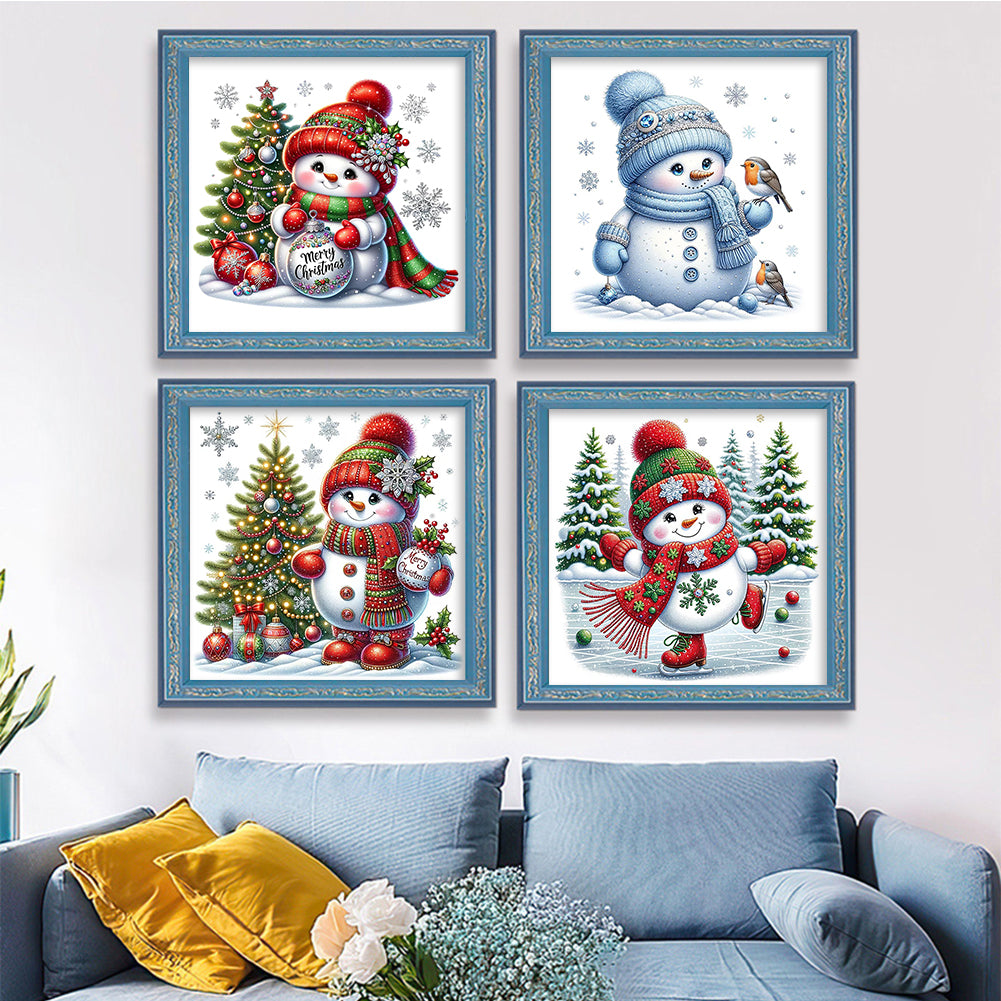 Christmas Snowman - Partial 11CT Stamped Cross Stitch 5x12.5CM - Huacan