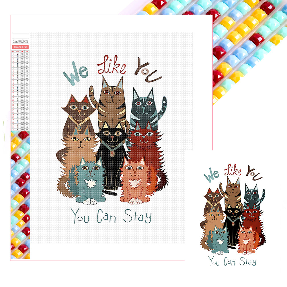 Cat 30*40CM(Picture) Full Square Drill Diamond Painting