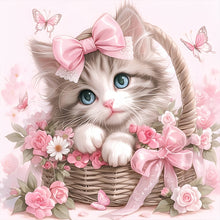 Load image into Gallery viewer, Cute Pink Cat 30*30CM(Canvas) Full Round Drill Diamond Painting
